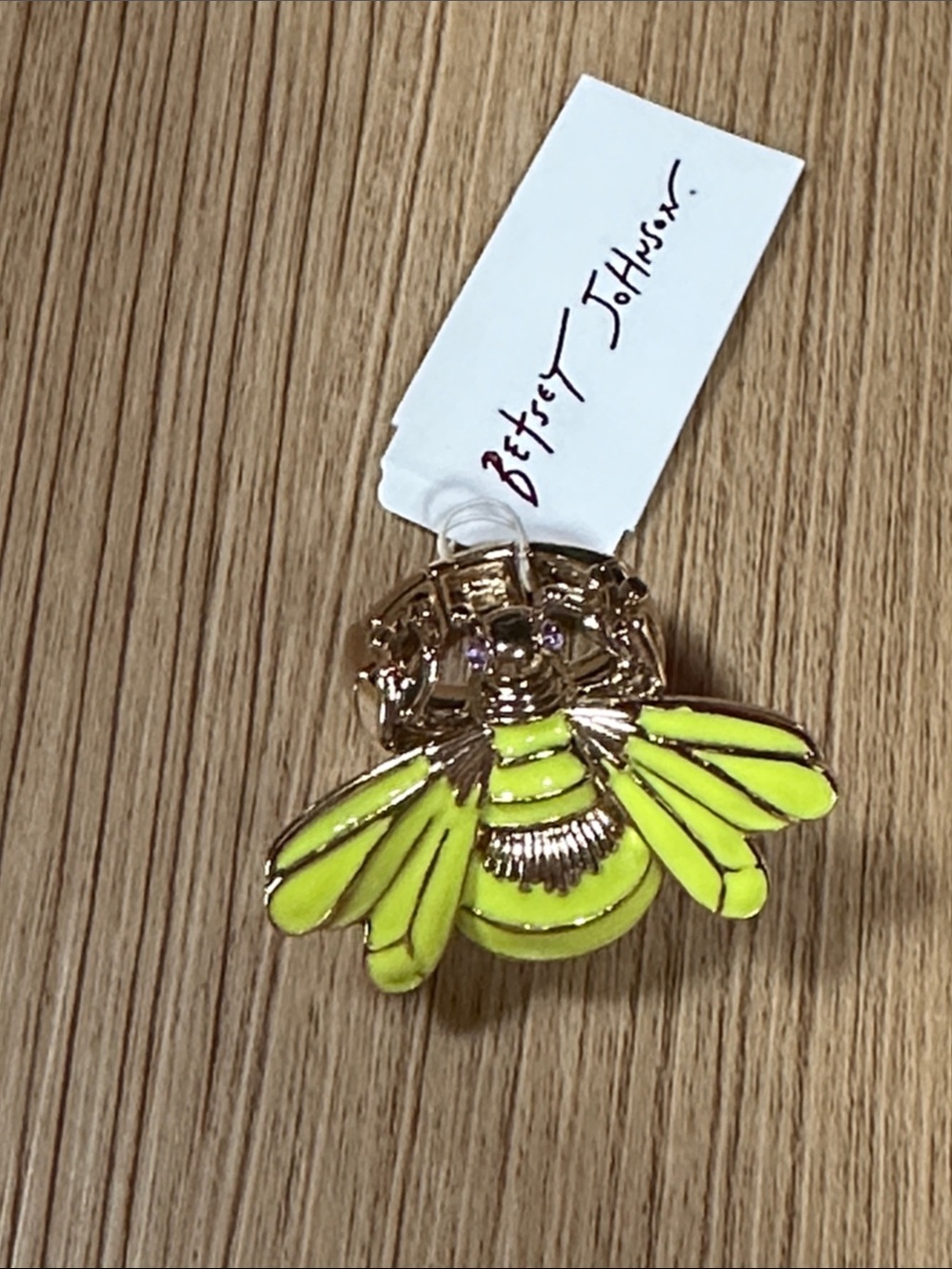 Betsey Johnson Lime Green Bee Stretch Ring